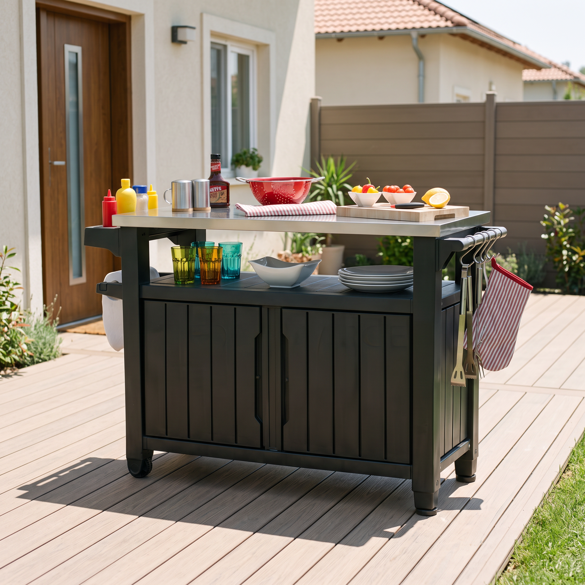 Barek schowek ogrodowy Keter UNITY XL 207L Graphite — aranżacja