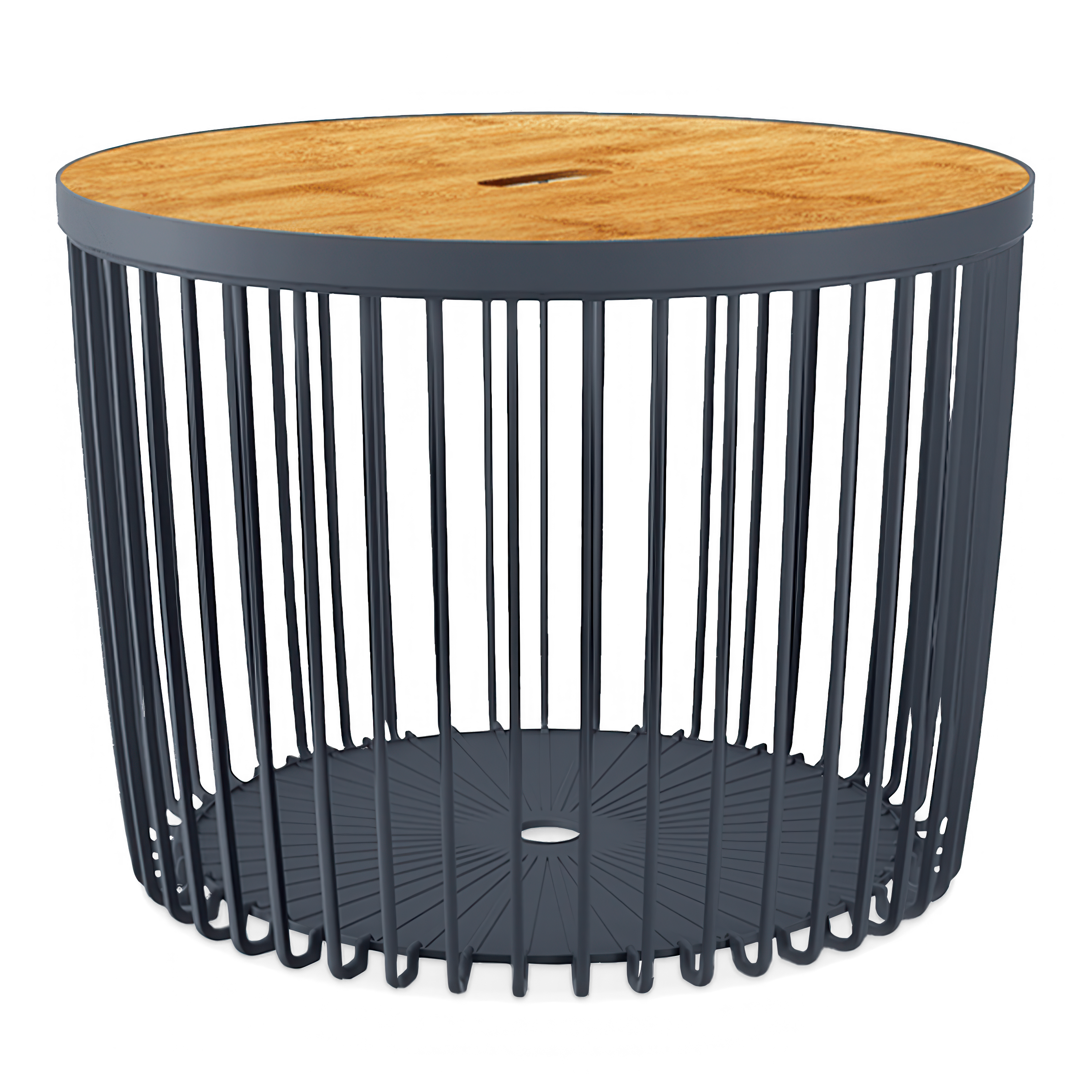 stolik w kształcie kosza w kolorze czarnym