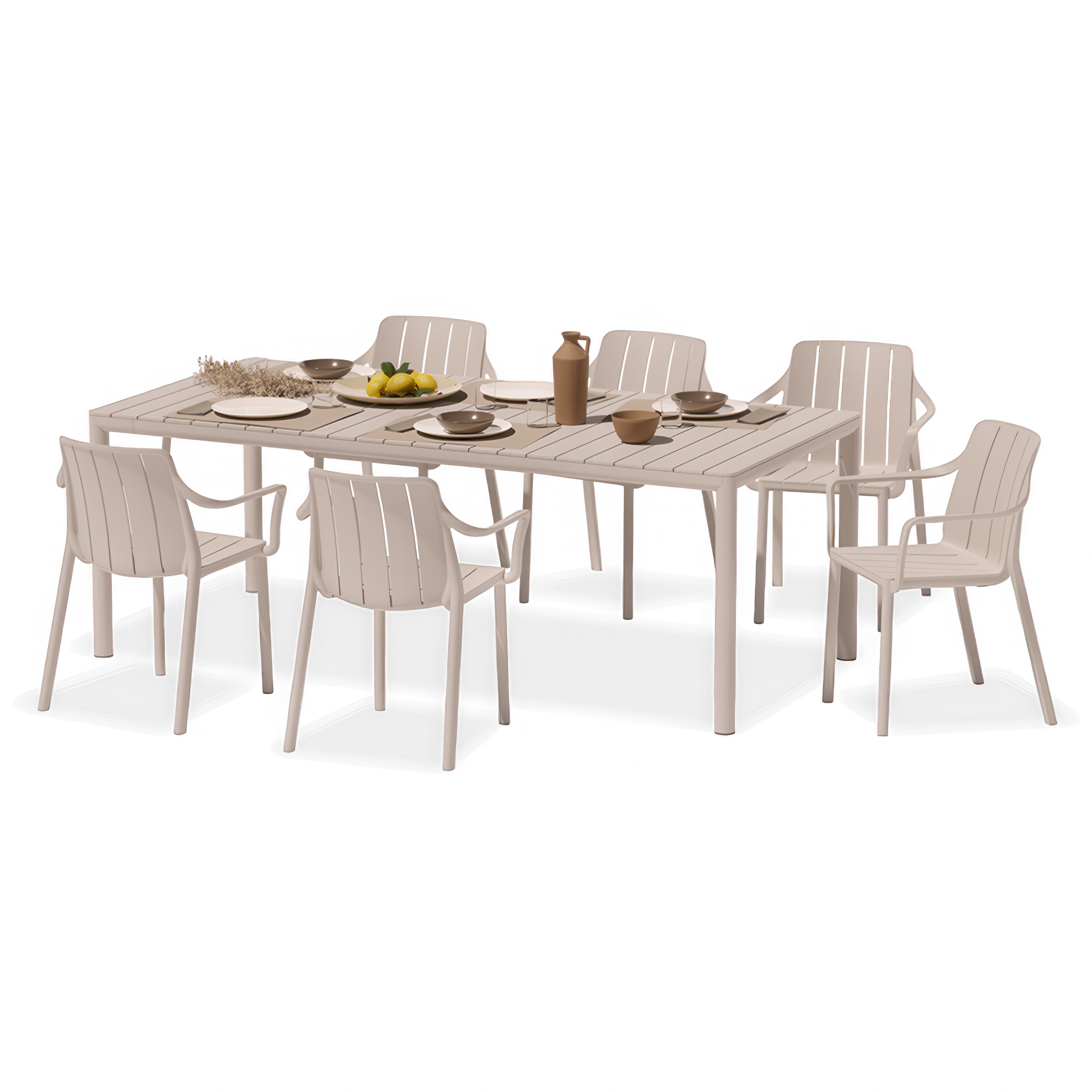 Zestaw ogrodowy Nardi TIBERINA/TEVERE 6+1 z rozkładanym stołem 147–211 cm, Corda