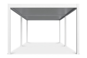Biała pergola DELUXE AUTOMATIC - wytrzymała konstrukcja na sześciu słupach z dachem sterowanym elektrycznie