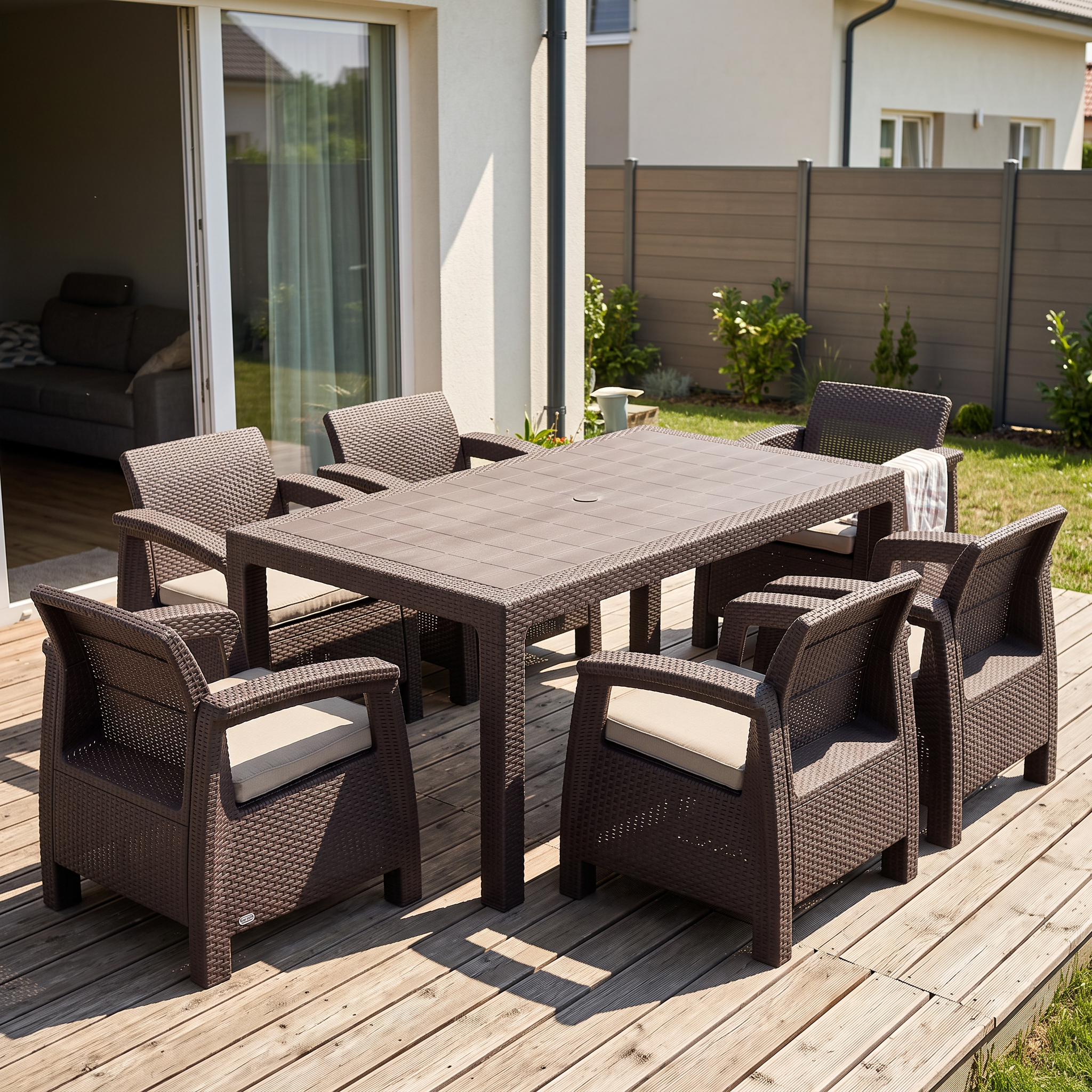 Komplet mebli tarasowych CORFU MELODY FIESTA 6+1 Brown - Keter