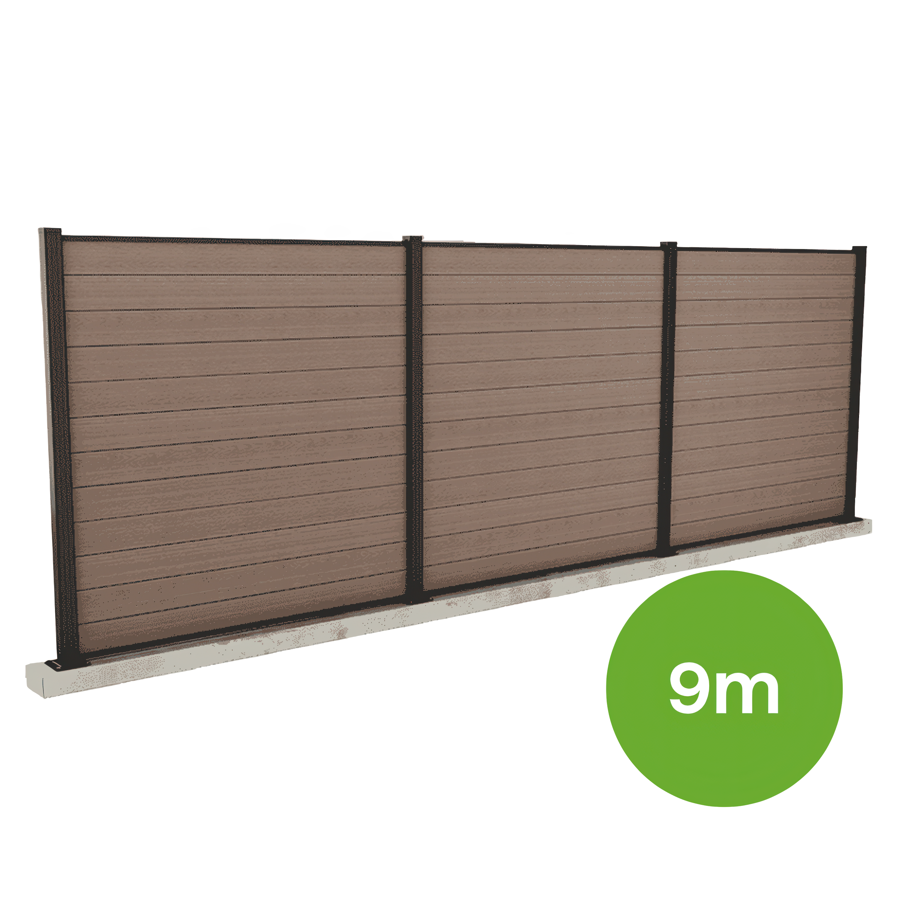 Brązowy wytrzymały płot długi na 9 metrów - odpowiedni do mocowania do twardych powierzchni