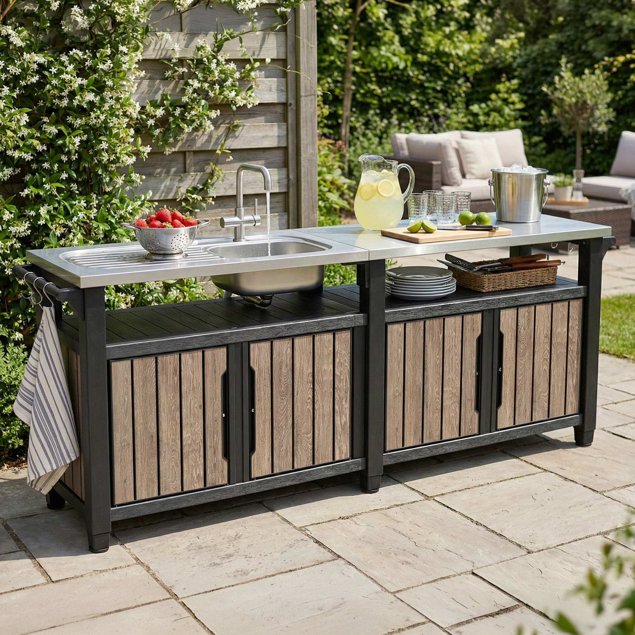 Bufet ogrodowy z blatem DECO UNITY CHEF 415L Ashwood - Keter