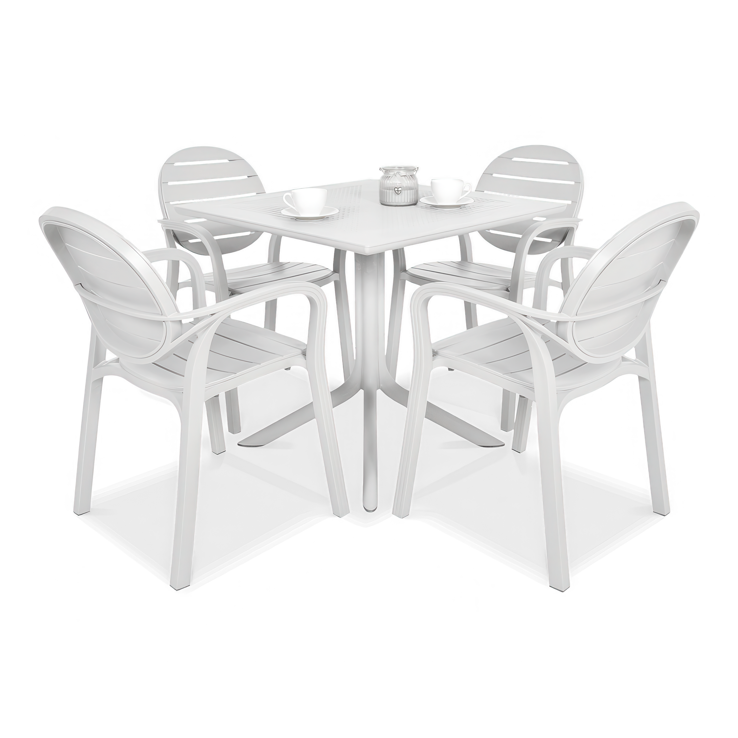 biały zestaw jadalniany cztery krzesła i stół