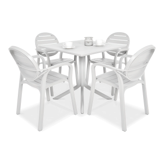 biały zestaw jadalniany cztery krzesła i stół