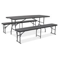 Zestaw CATERINGOWY stół 180 cm + 2x ławka Graphite Wood - Bjørkka