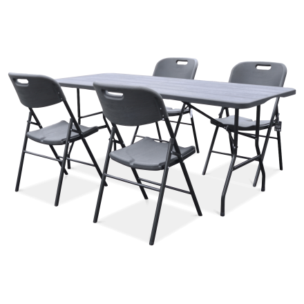 Zestaw CATERINGOWY stół 180 cm + 4x krzesło Graphite Wood - Focus Garden
