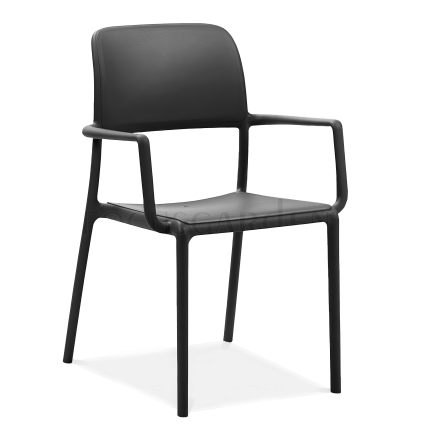 czarne krzesło jadalniane na taras z oparciem i podłokietnikami