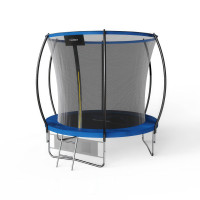 Trampolina ogrodowa 8FT 244cm + drabinka + siatka na obuwie, niebieska - Fuunky