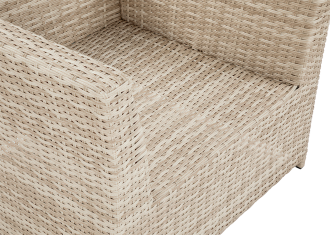Zbliżenie na materiał technorattan fotela MONIZ DINING PLUS Beige