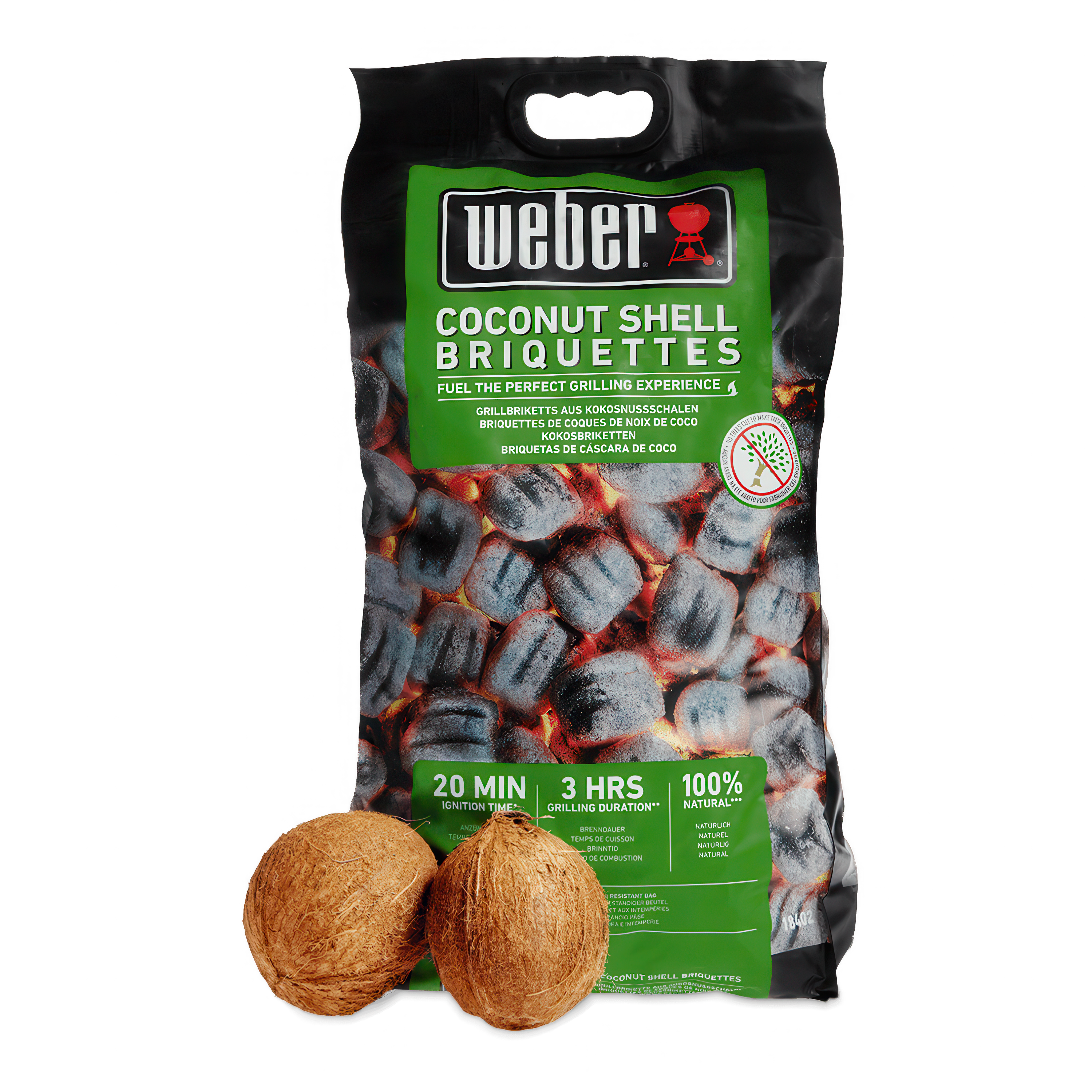 worek brykietu ze skorup kokosa czarno zielony