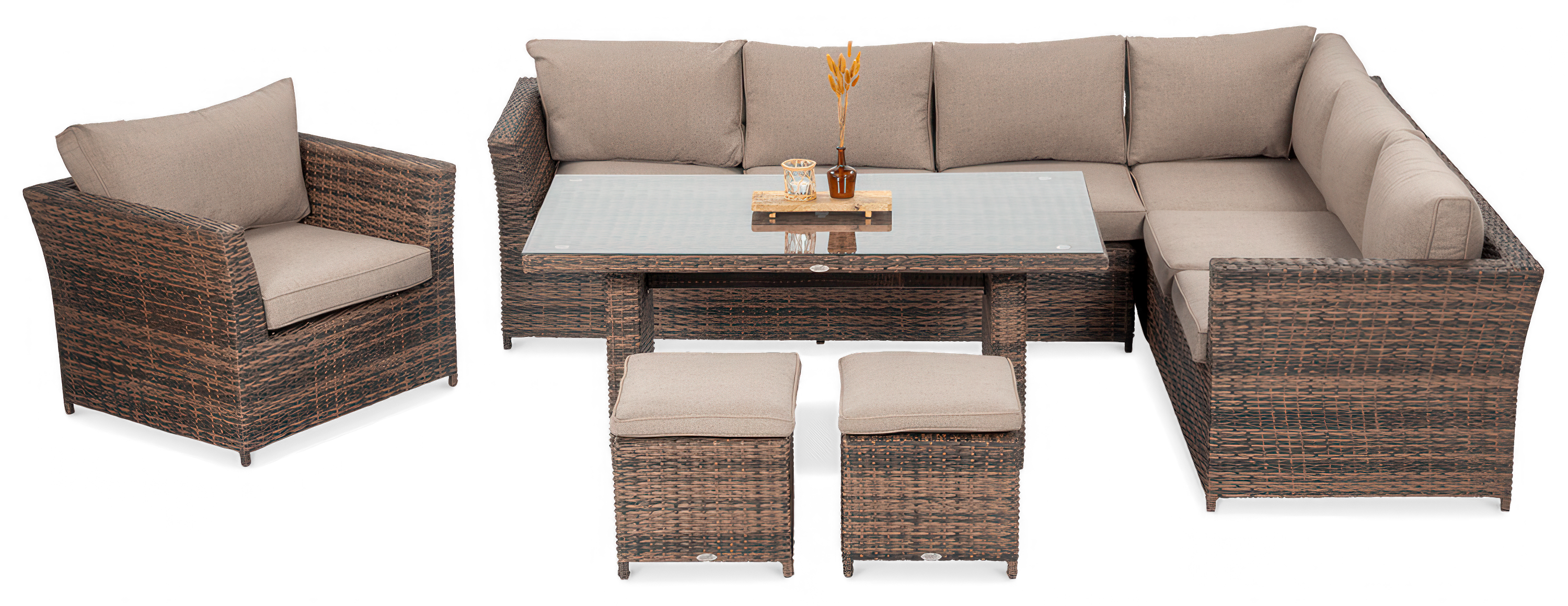 Meble technorattanowe MONIZ DINING PLUS Brown