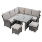 Narożnik, pufy, stolik z technorattanu VENTURA Dark Grey