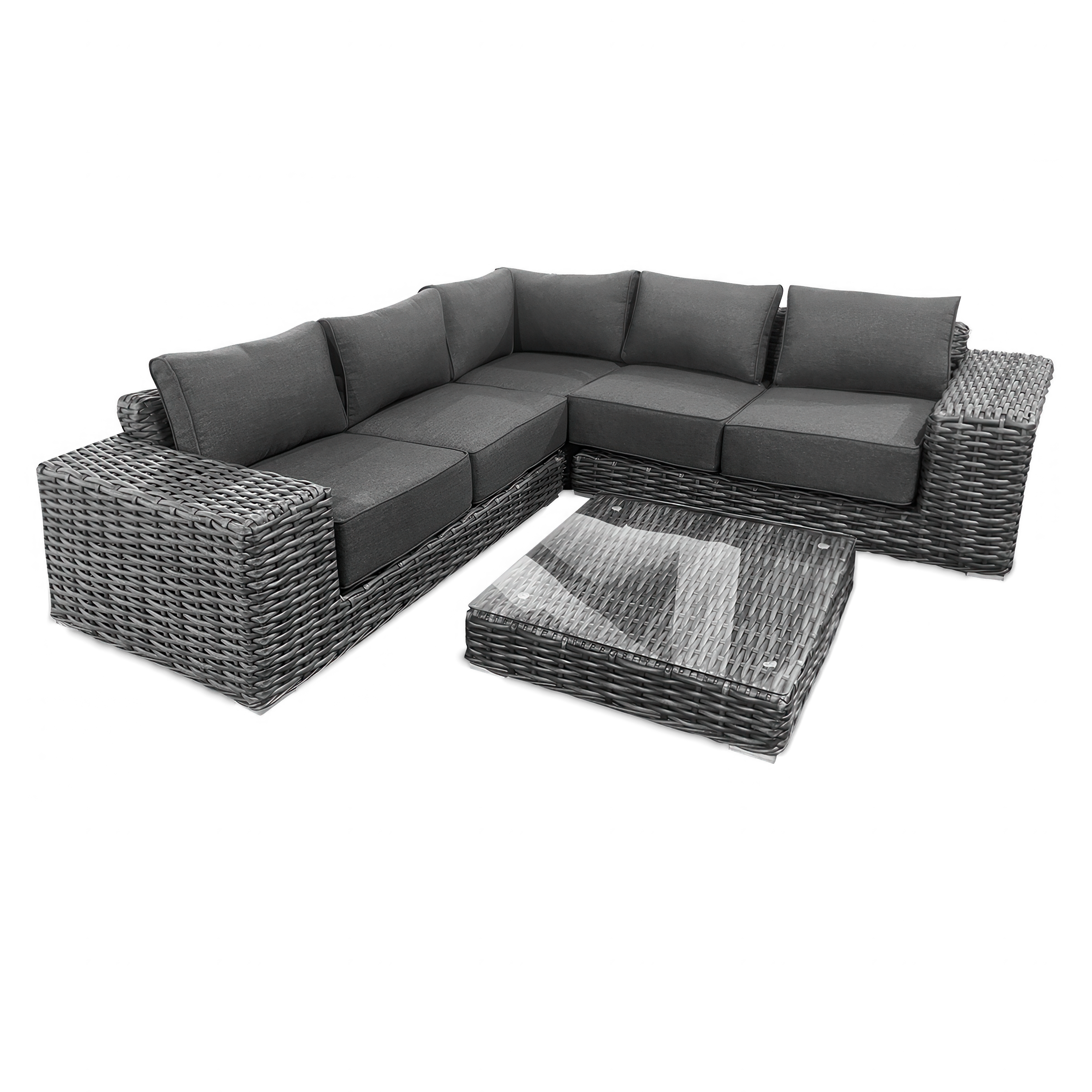 Narożnik i stół technorattanowy VEGA CAFFE Dark Grey - FOCUS GARDEN