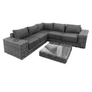 Narożnik i stół technorattanowy VEGA CAFFE Dark Grey - FOCUS GARDEN