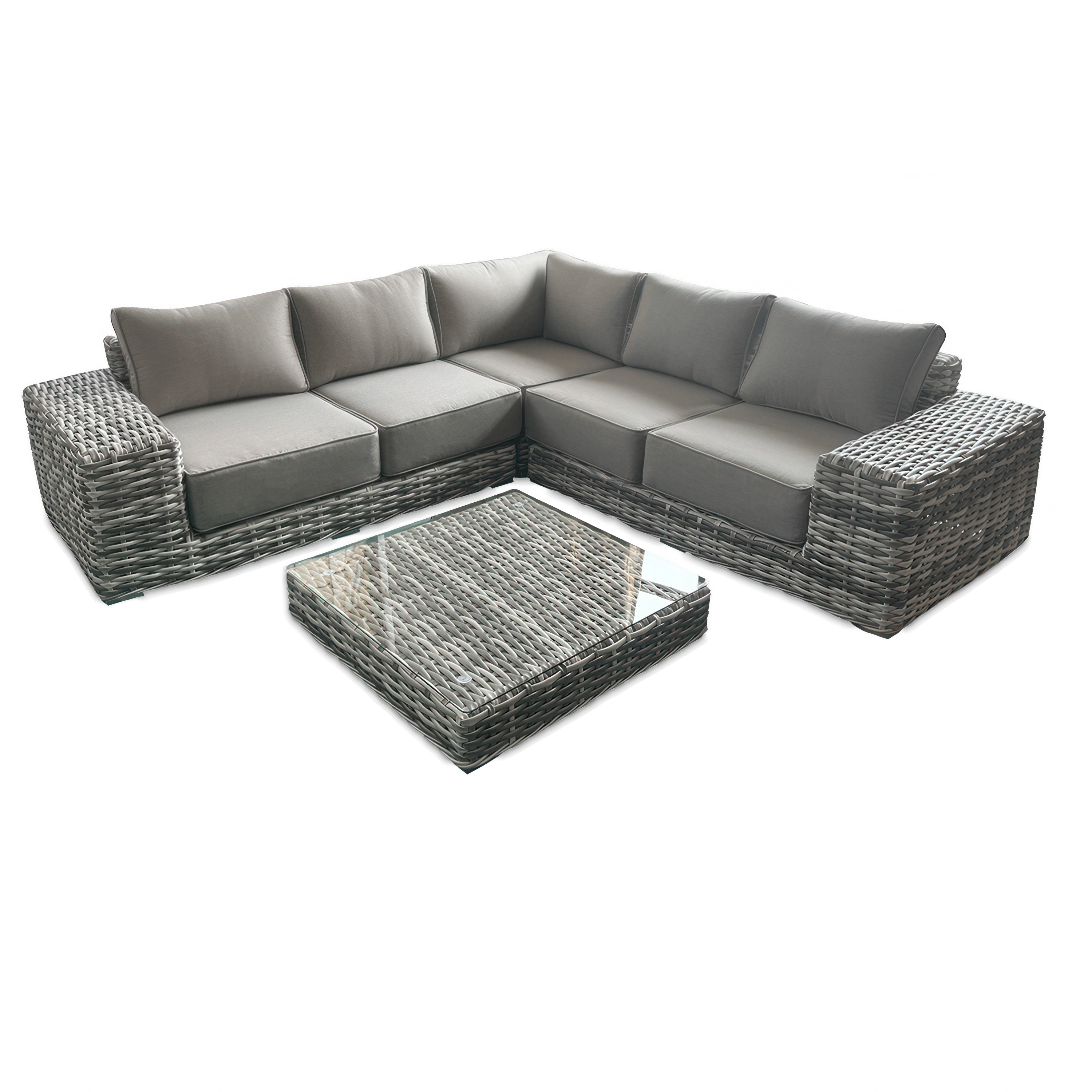 Narożnik i stół technorattanowy VEGA CAFFE Light Grey - FOCUS GARDEN