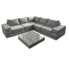 Narożnik i stół technorattanowy VEGA CAFFE Light Grey - FOCUS GARDEN