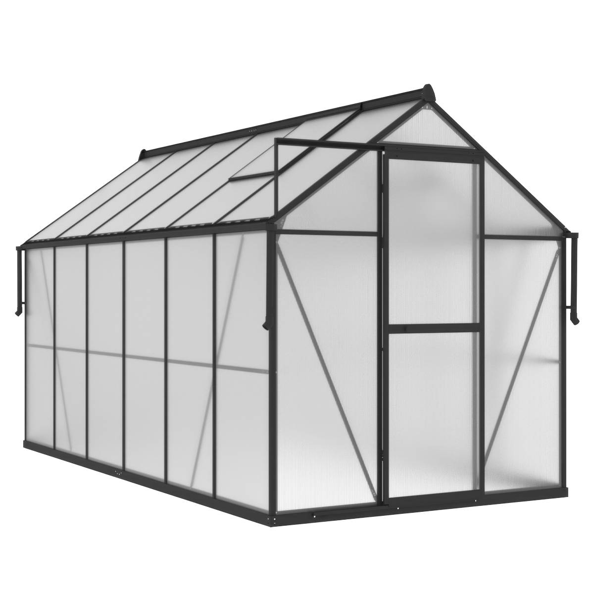 aranżacja na tarasie czarnej szklarni na pomidory "slide in" 