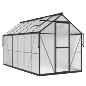 aranżacja na tarasie czarnej szklarni na pomidory "slide in"