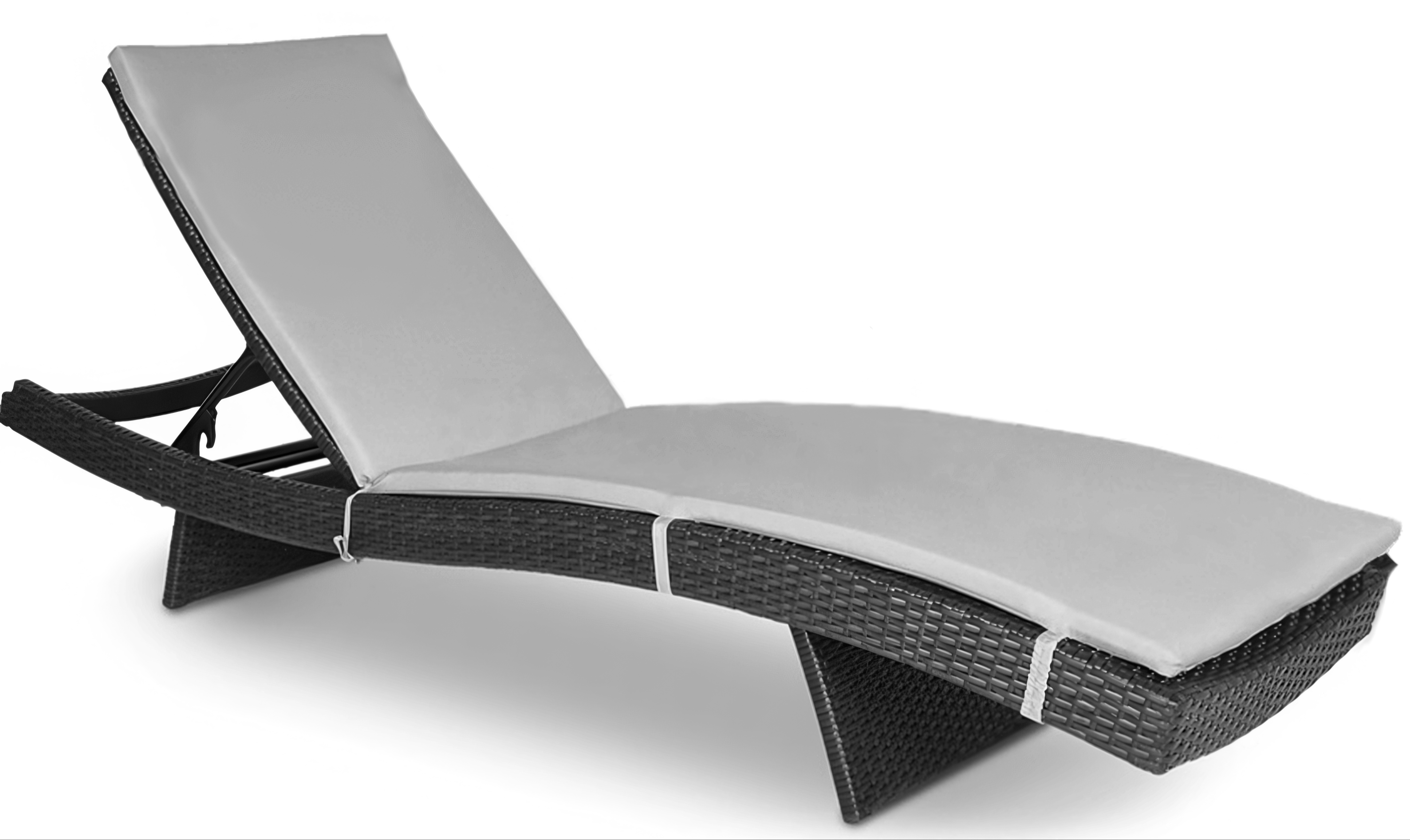 Leżak ogrodowy z technorattanu Wave, Dark Grey, z poduszką