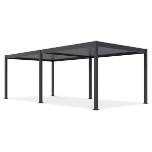 Widok boczny pergoli tarasowej Deluxe Automatic+LED 3.6x7.2 w kolorze antracytowym na białym tle.