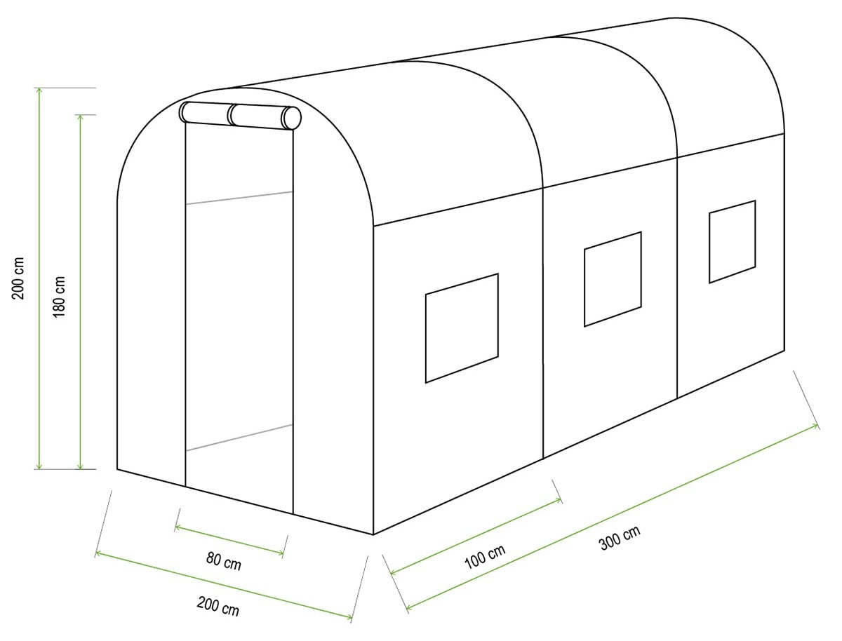 Wymiarowanie, dokładne wymiary tunel foliowy 6m2 marki Cultivo