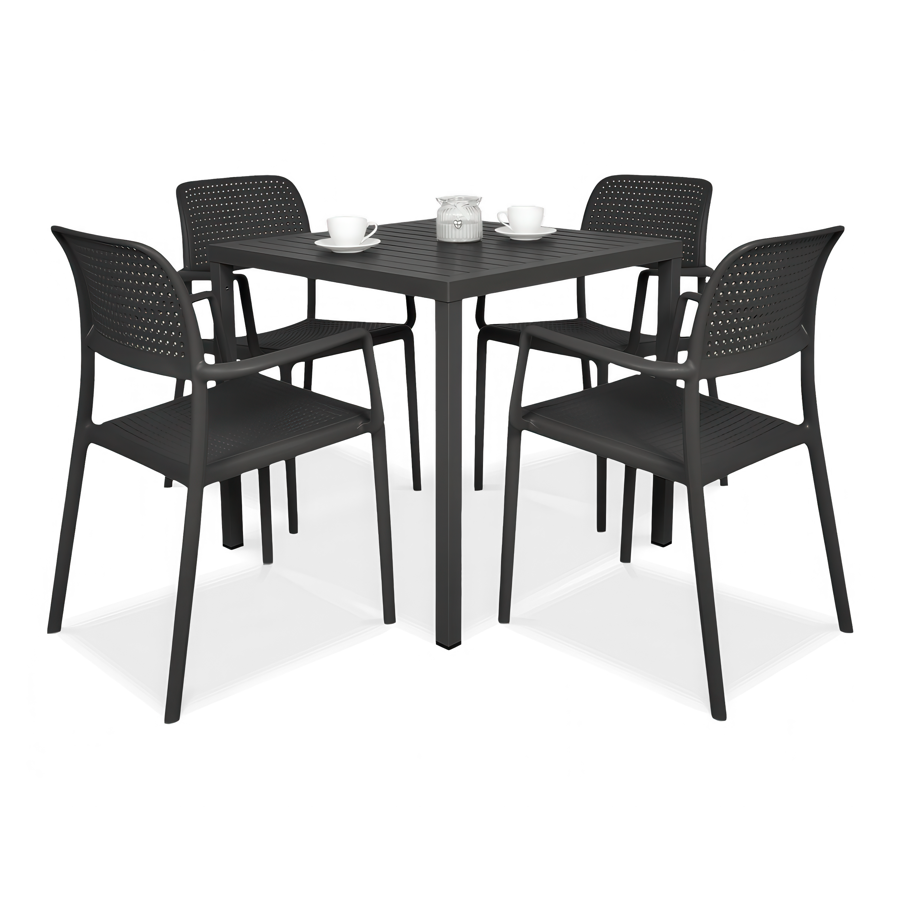 zestaw jadalniany z kwadratowym stołem i czterema krzesłami