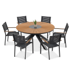 Zestaw jadalniany do ogrodu - okrągły stół i sześć krzeseł