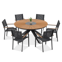 Komplet mebli jadalnianych TACOMA Fi150/6+1 Graphite - Focus Garden