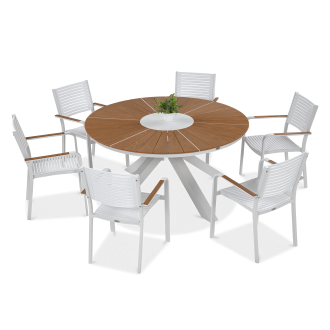 Zestaw ogrodowy jadalniany tacoma w kolorze białym