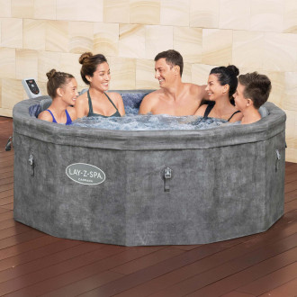 Dmuchana wanna z hydromasażem LAY-Z-SPA® CARRARA SMART AIRJET™ dla 4 - 6 osób Grey Stone Round - BESTWAY 6001V