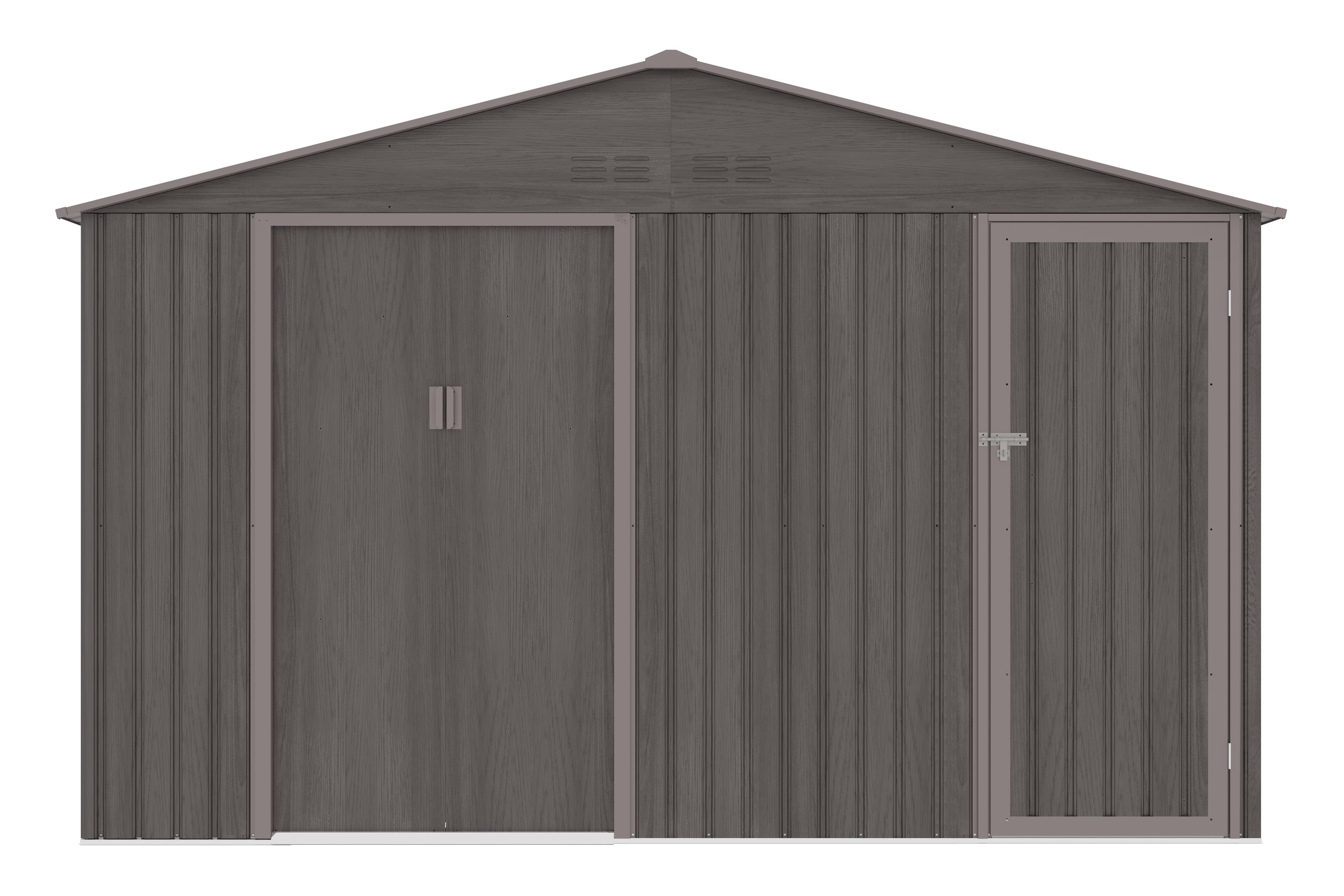 Prz&oacute;d domku narzędziowego Falcon 340x194 cm - dwa pomieszczenia