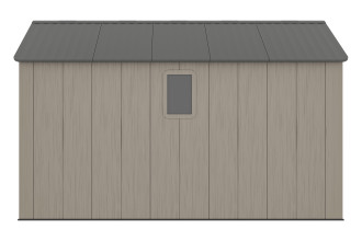 Widok z przodu na szary domek narzędziowy EVEREST 250x378 cm Cold Grey marki HARDMAISTER z pojedynczym oknem