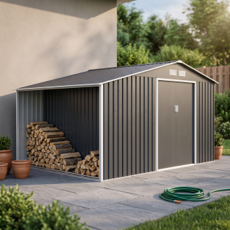 Domek narzędziowy MADISON 342x255cm Cold Grey - Hardmaister &mdash; aranżacja