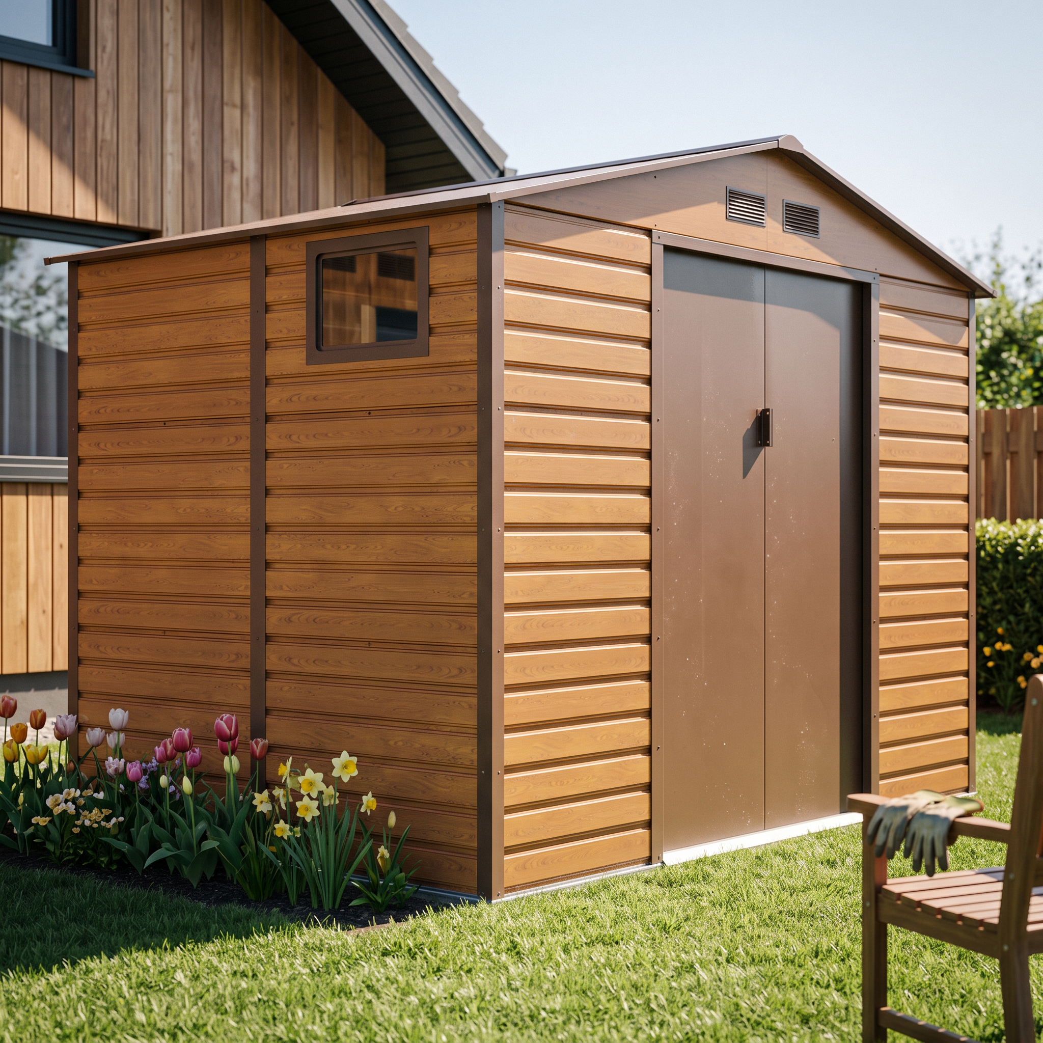 Domek narzędziowy MONTREAL 277x195cm Oak Brown - Hardmaister &mdash; aranżacja