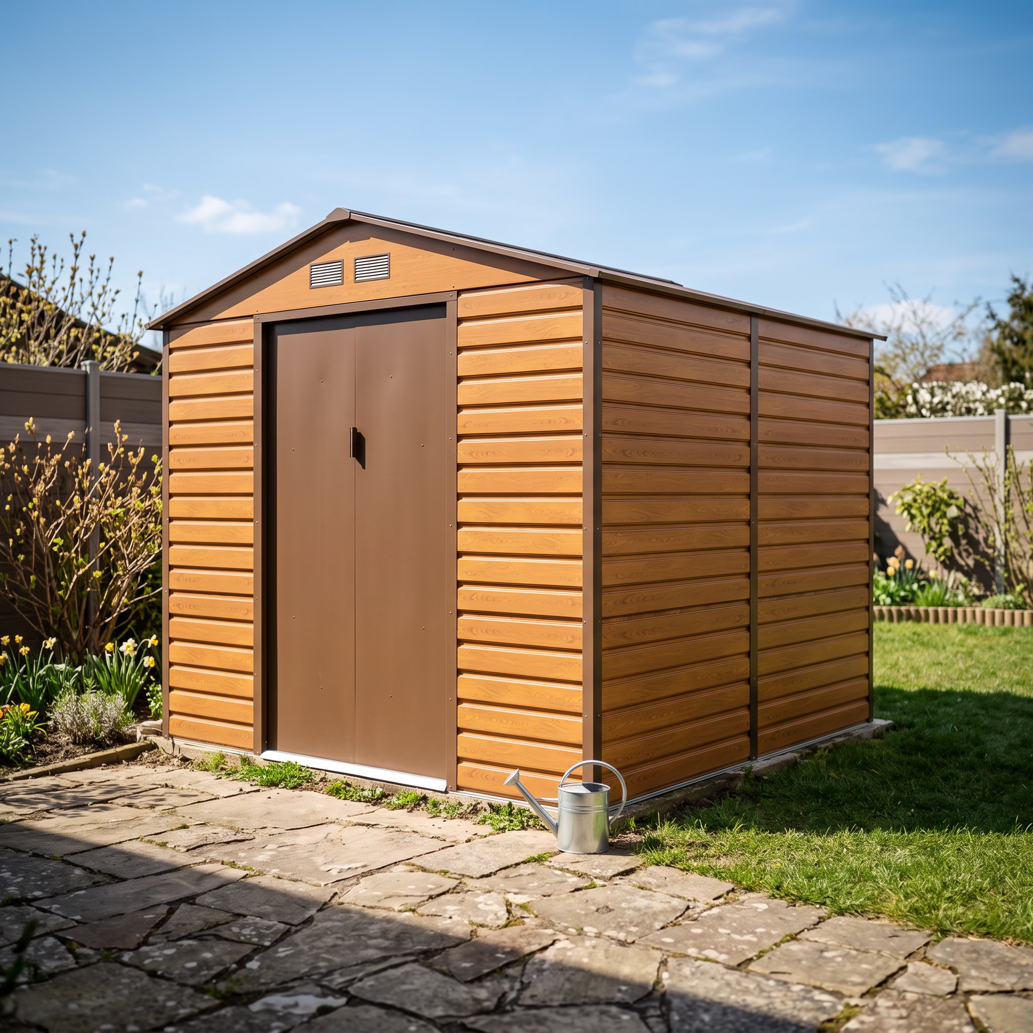 Domek narzędziowy MONTREAL 277x259cm Oak Brown - Hardmaister &mdash; aranżacja