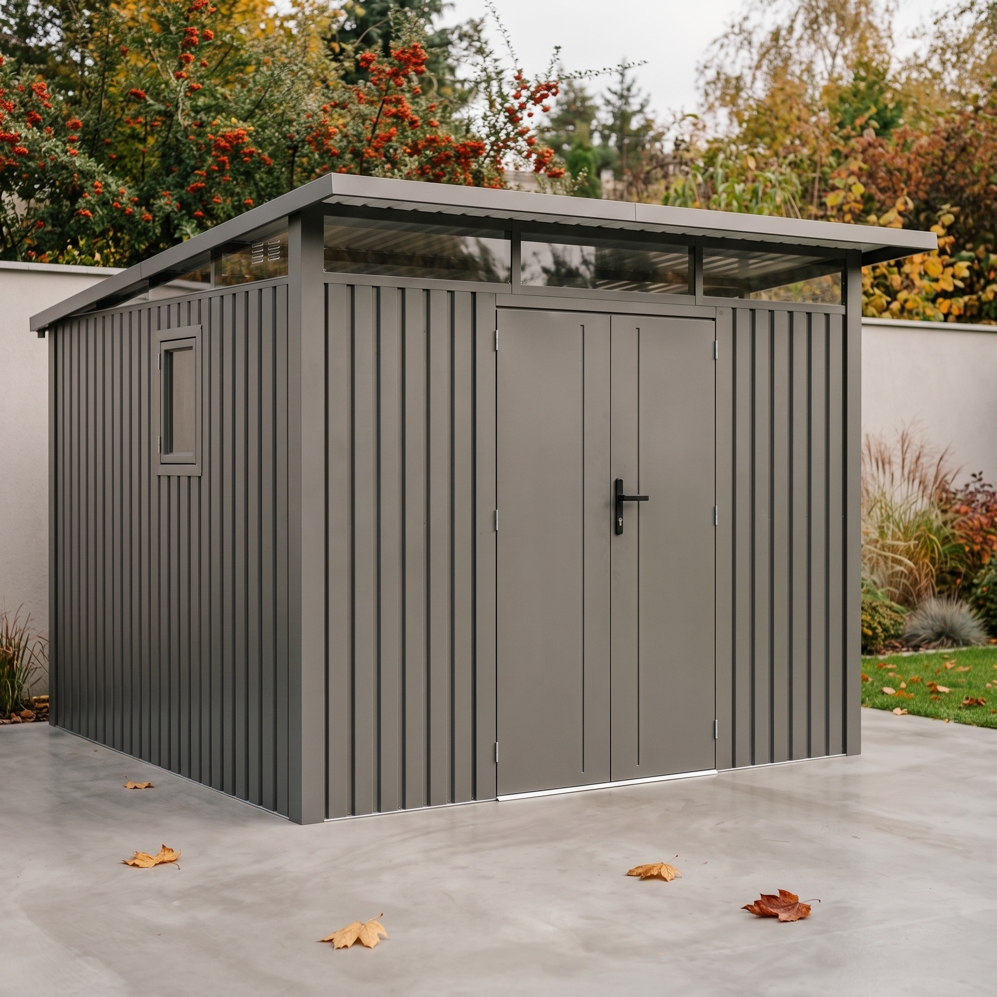 Domek narzędziowy PORTLAND 289 x 318cm Grey Aluminium – Hardmaister — aranżacja