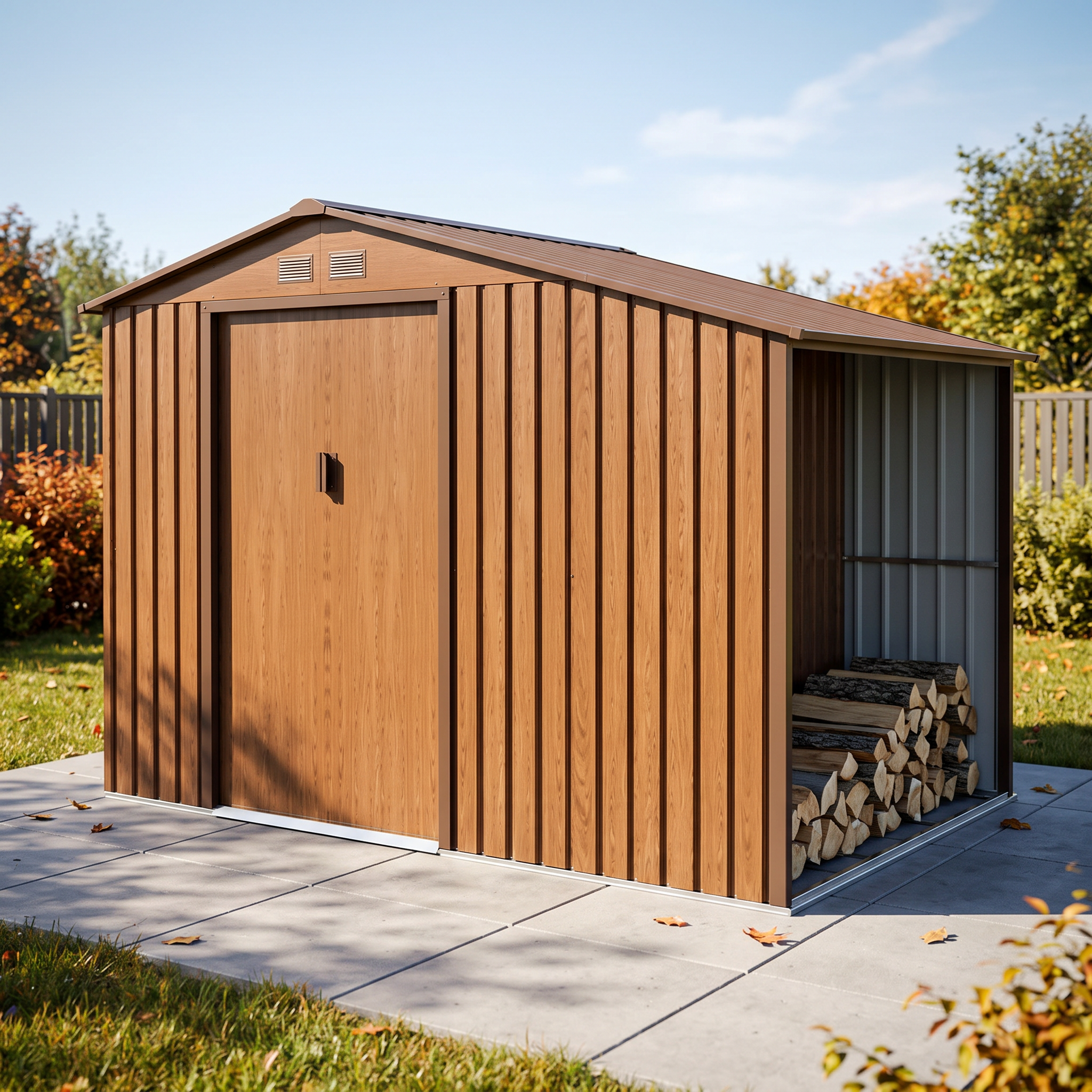 Domek ogrodowy drewutnia MADISON 278x191cm Walnut - Hardmaister — aranżacja