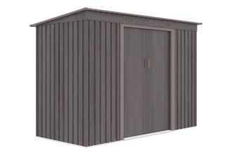 Widok z boku metalowego domku narzędziowego OREGON o wymiarach 261x121cm