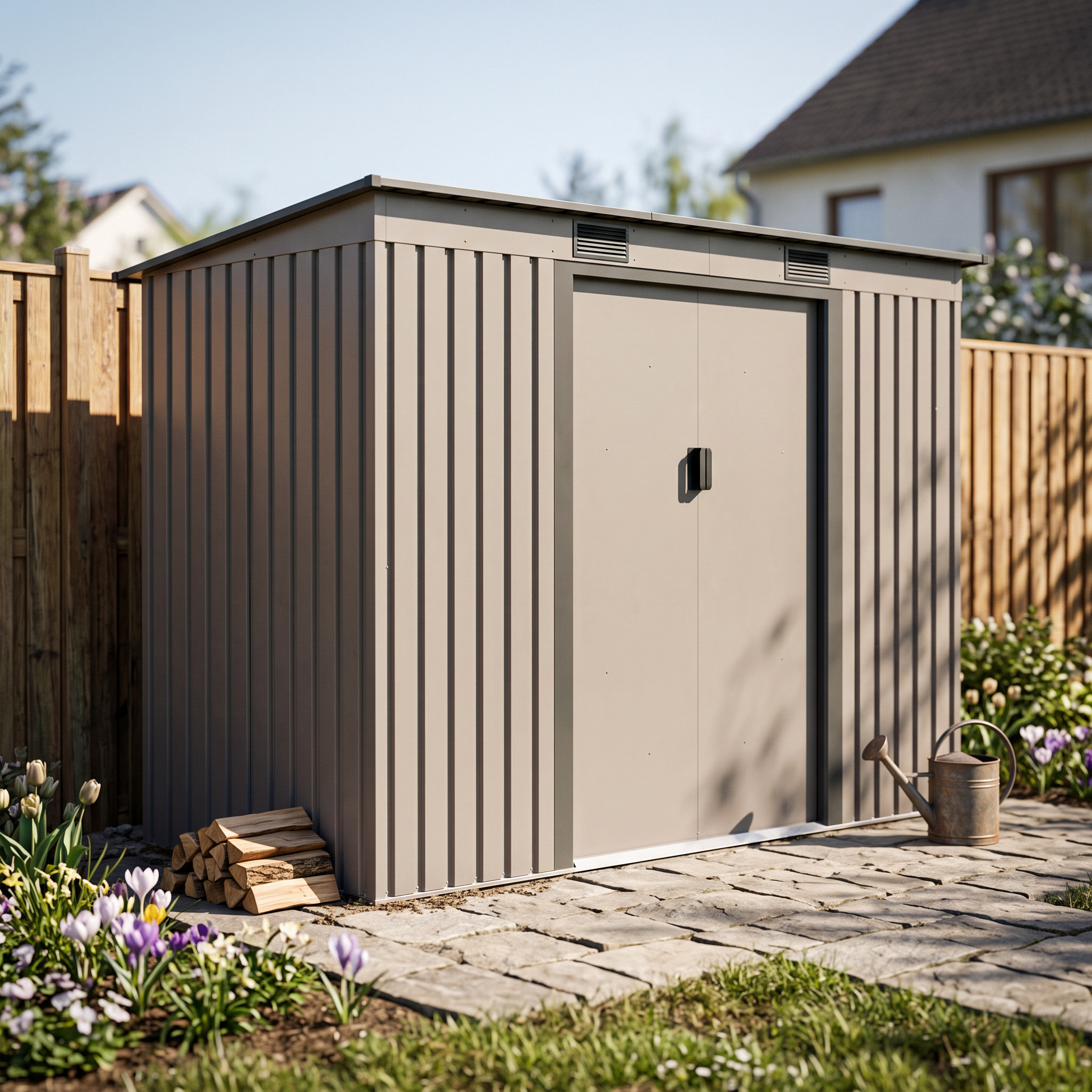 Domek ogrodowy OREGON 261x121cm Warm Grey - Hardmaister — aranżacja