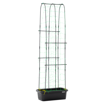 Widok całej doniczki ze stojakiem do uprawy ogórków CUCU GROW BOX 60x30x178cm CULTIVO