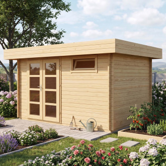 Drewniany domek ogrodowy ROOD z płaskim dachem 380x260cm - Nordenwood