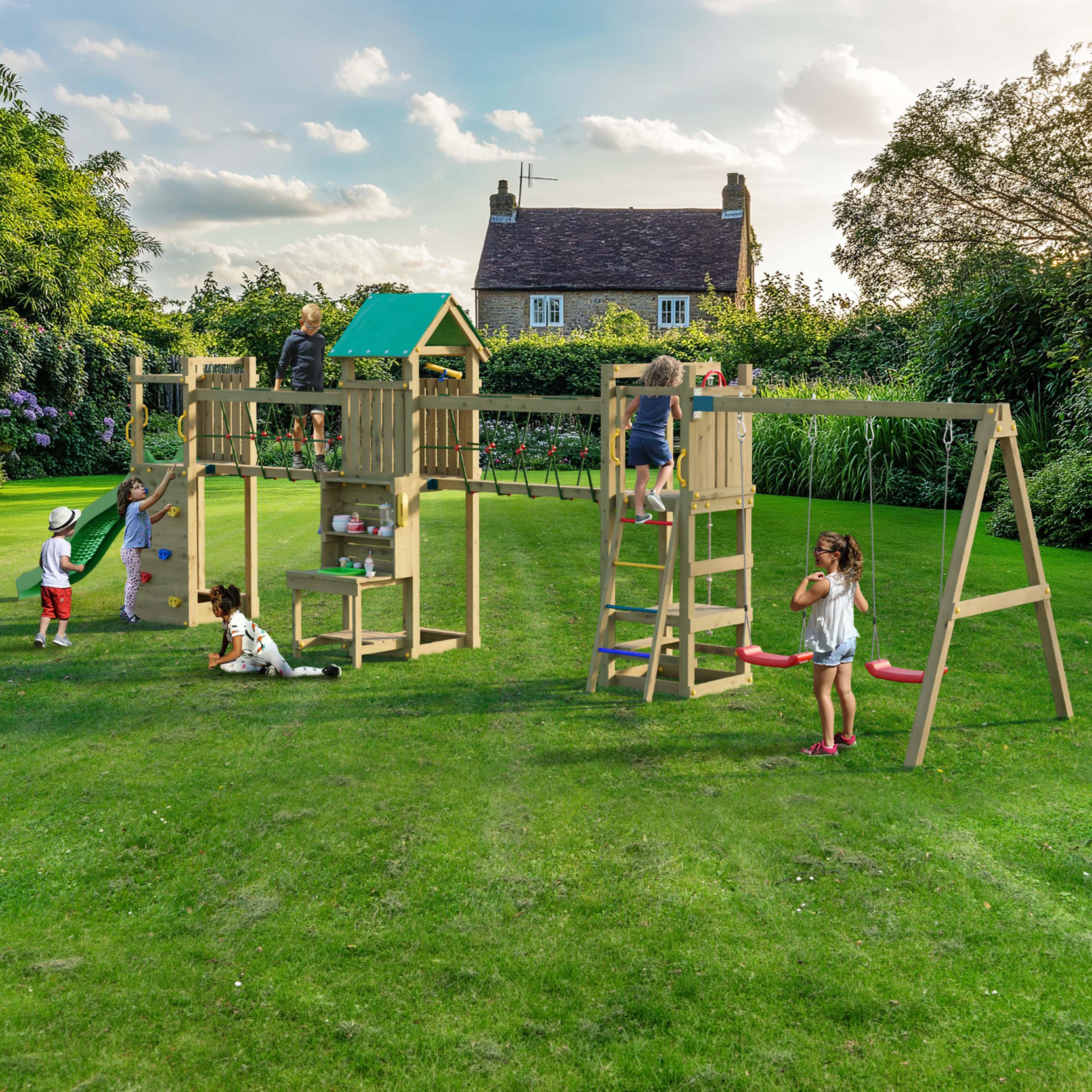 Drewniany plac zabaw dla dzieci Space Longer - Fungoo