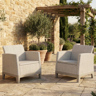 Dwa fotele Scandi Forma Duo Pebble Grey-Soft Beige / Oat - Keter