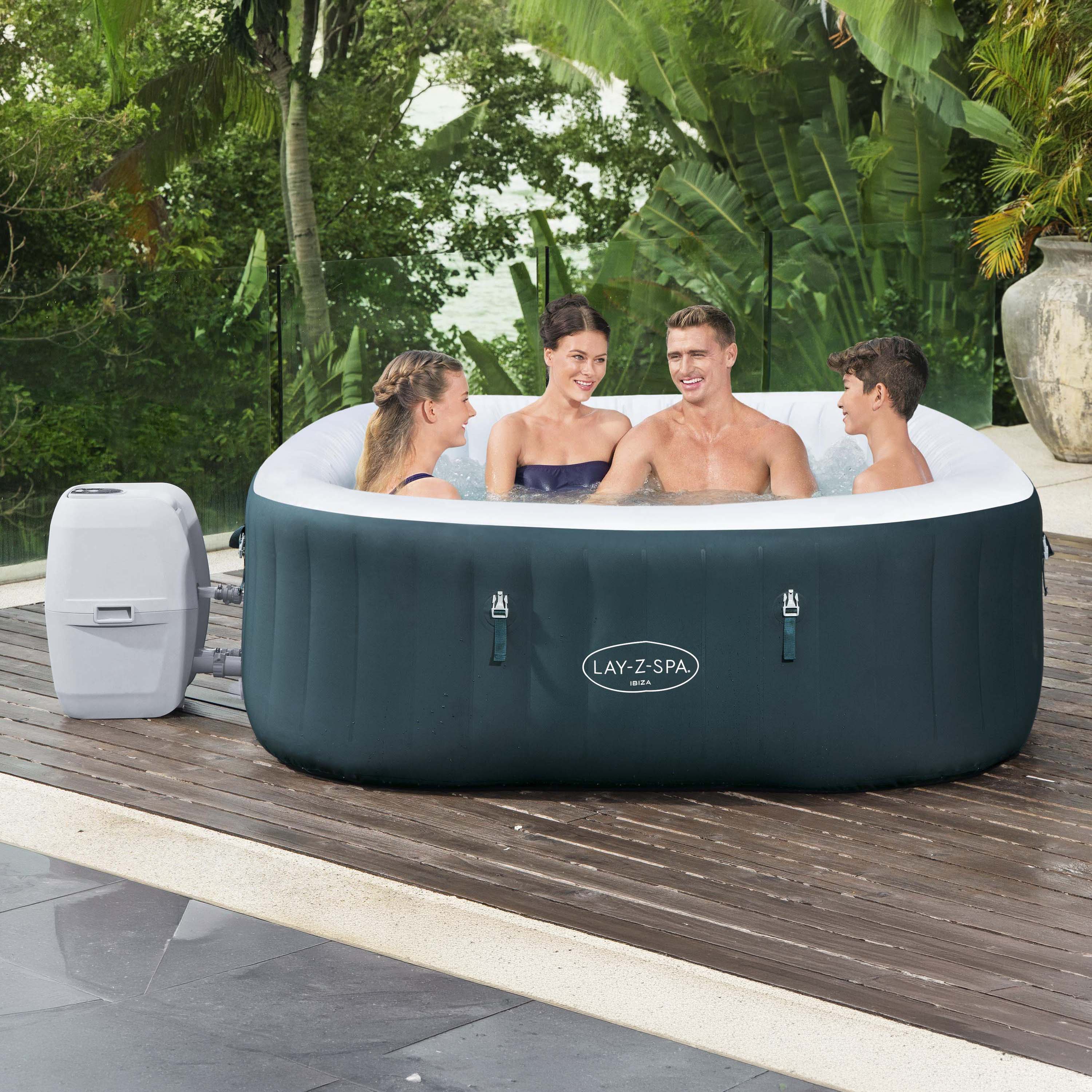 Energooszczędna dmuchana wanna z hydromasażem  LAY-Z-SPA® IBIZA AIRJET™  dla 4 - 6 osób Dark Green SQUARE- BESTWAY  6002U 