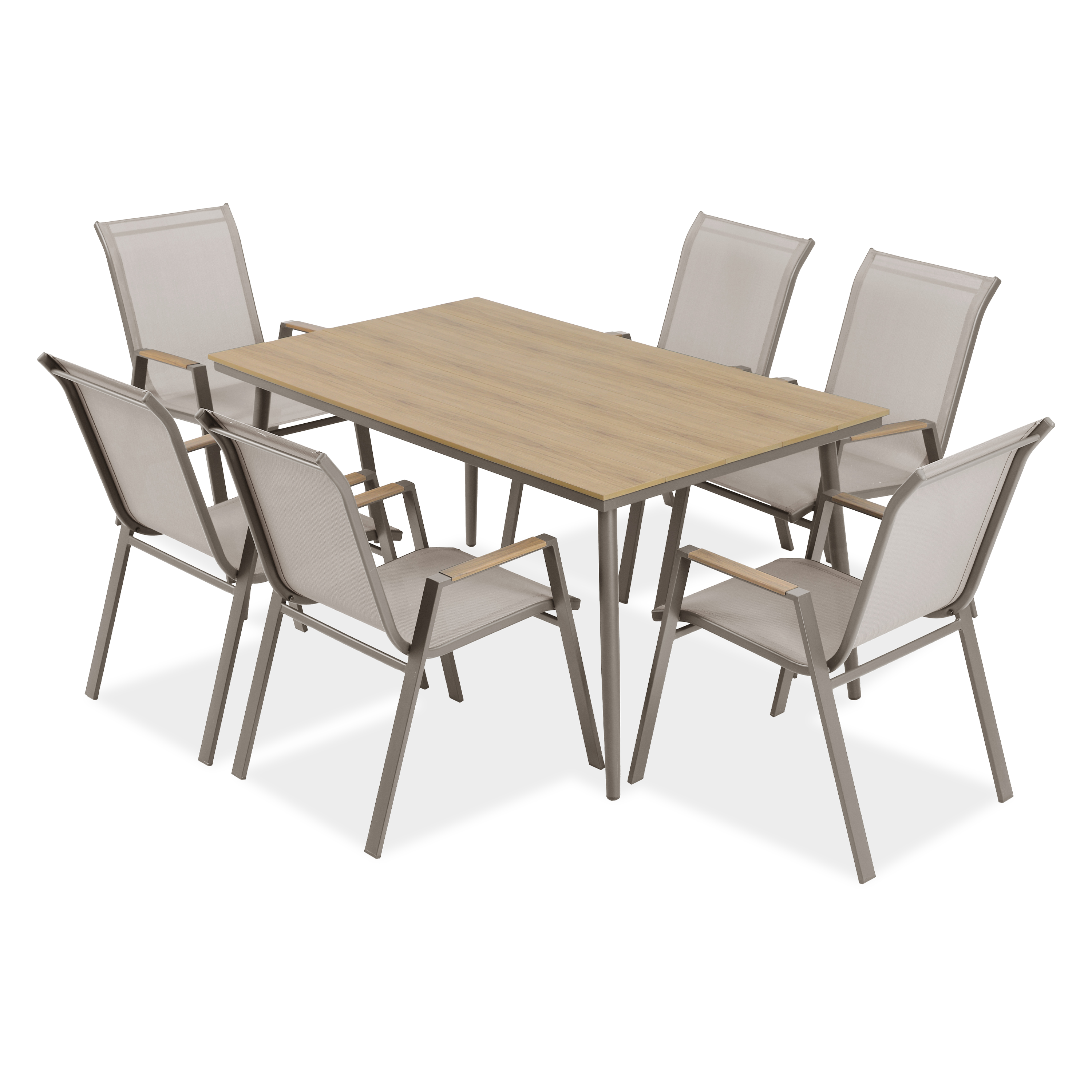 Zestaw mebli jadalnianych na taras NOVA DINING 6+1 Taupe - Bjørkka