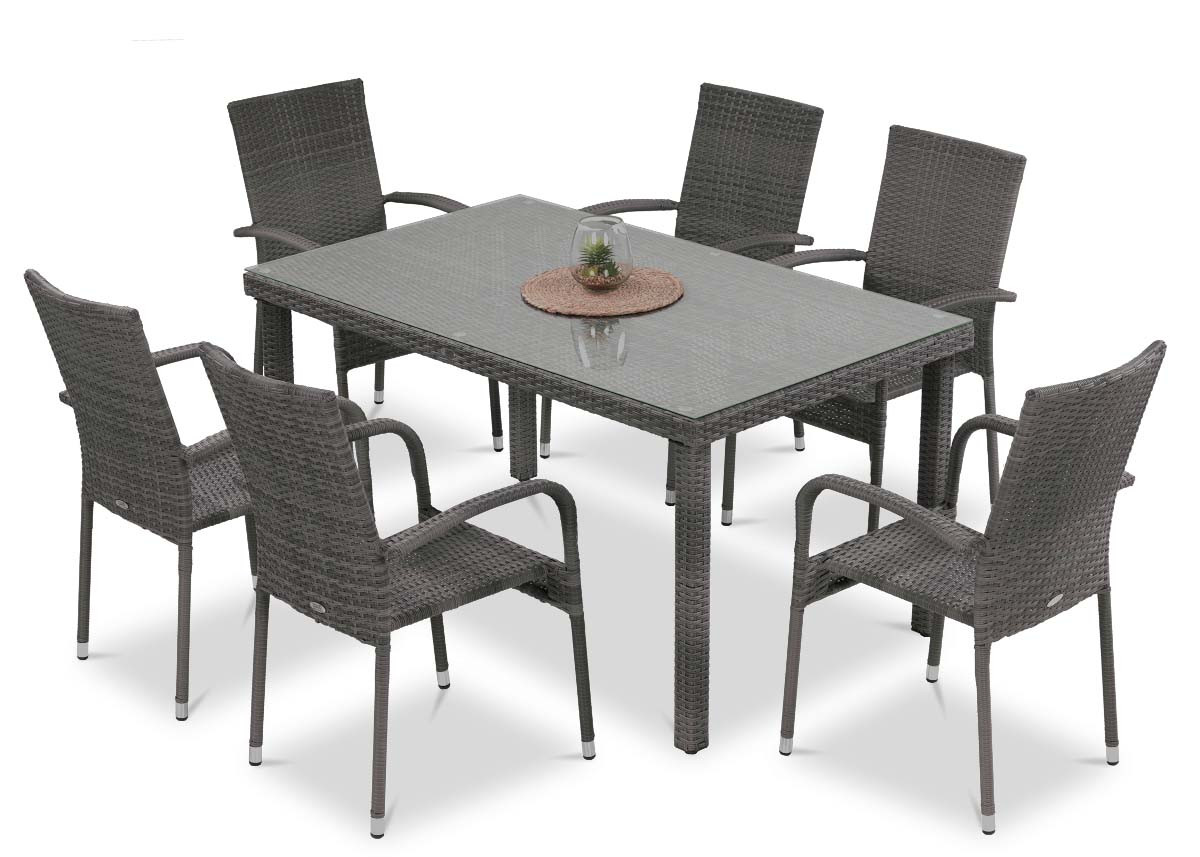 Meble technorattanowe FIESTA/VENECJA 6+1 Dolphin Grey