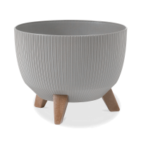 Doniczka misa ROMA ECO wood jumper 29cm szara - LAMELA
