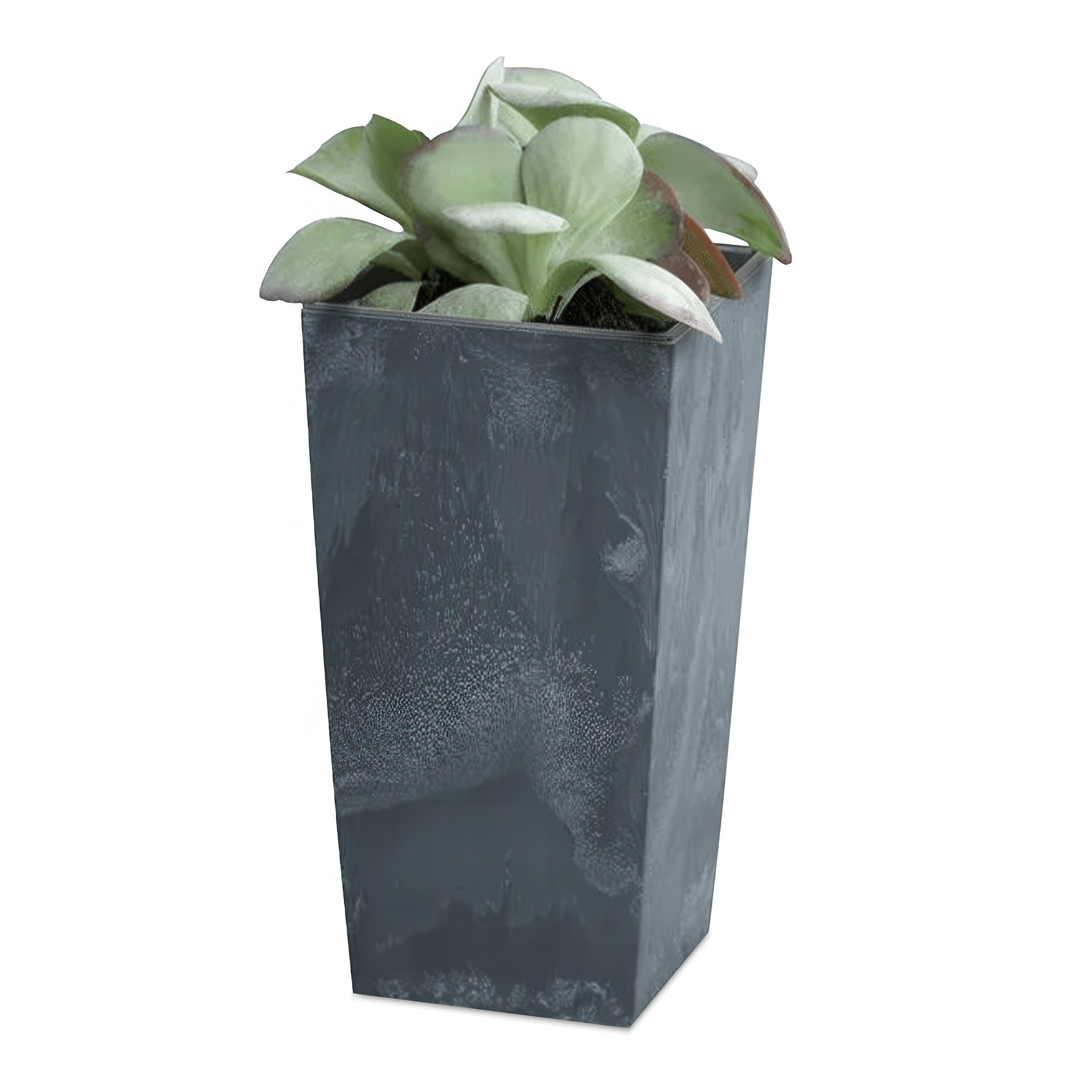 doniczka z kwiatem z efektem marmuru antracytowa