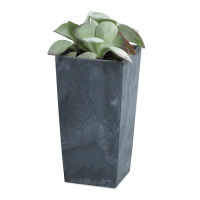 doniczka z kwiatem z efektem marmuru antracytowa